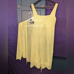NEW Green Ursula Of Switzerland Chartreuse 2pc Dress And Jacket Formal Set Sz 10